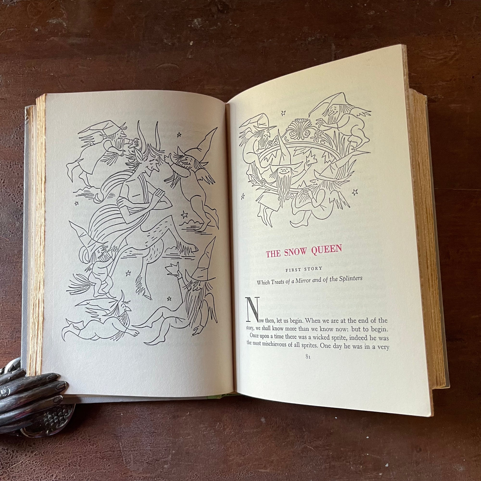 vintage children's chapter book - Andersen's Fairy Tales-A Junior Deluxe Editions Book - view of the black and white illustrations