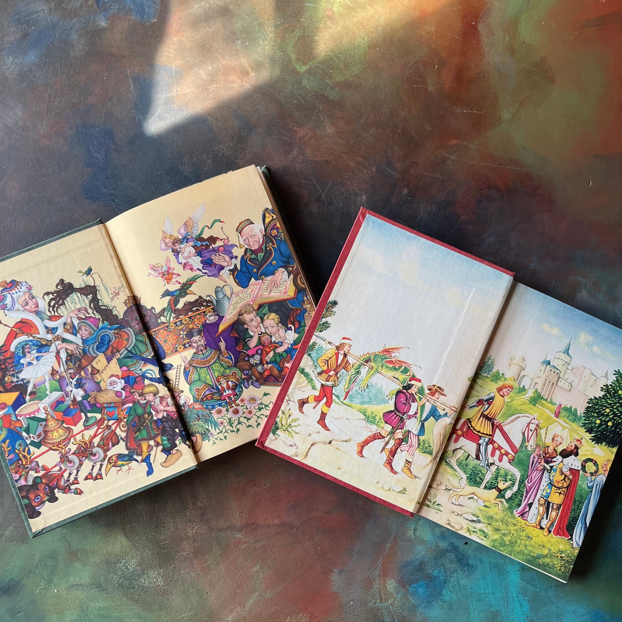 Andersen's Fairy Tales-Grimm Fairy Tales-1945 Grosset & Dunlap-vintage children's fiction-antique fairy tales for sale-view of the inside covers