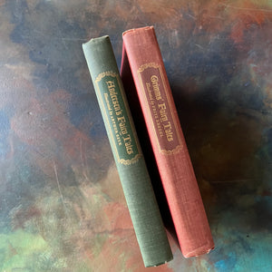 Andersen's Fairy Tales-Grimm Fairy Tales-1945 Grosset & Dunlap-vintage children's fiction-antique fairy tales for sale-view of the spines