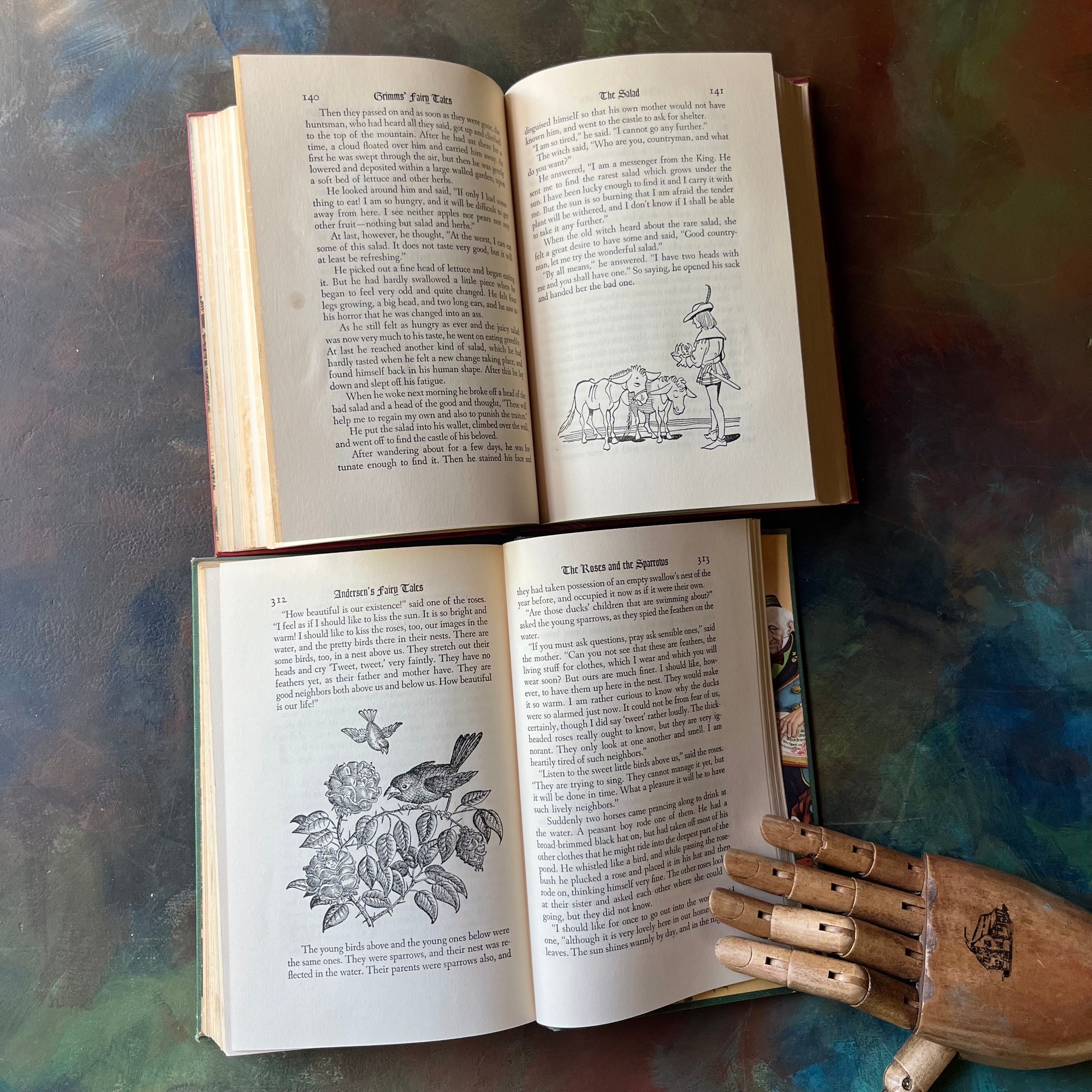 Andersen's Fairy Tales-Grimm Fairy Tales-Special Editions-Grosset & Dunlap-vintage children's fiction-antique fairy tales for sale-view of the black & white illustrations