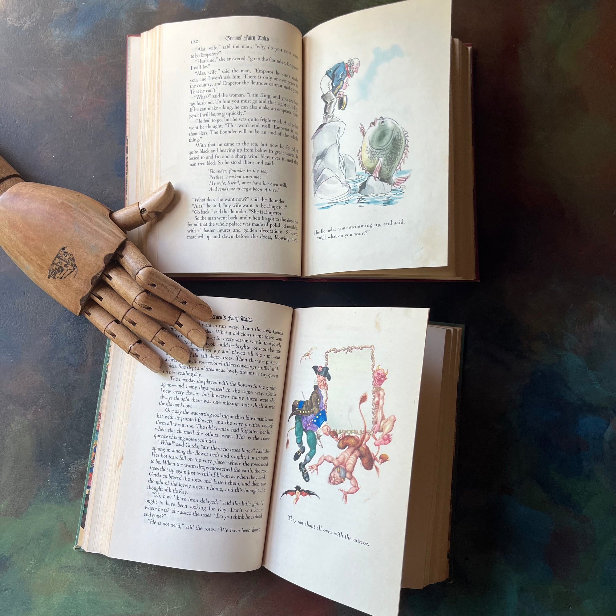 Andersen's Fairy Tales-Grimm Fairy Tales-Special Editions-Grosset & Dunlap-vintage children's fiction-antique fairy tales for sale-view of the full-color, full-page illustrations
