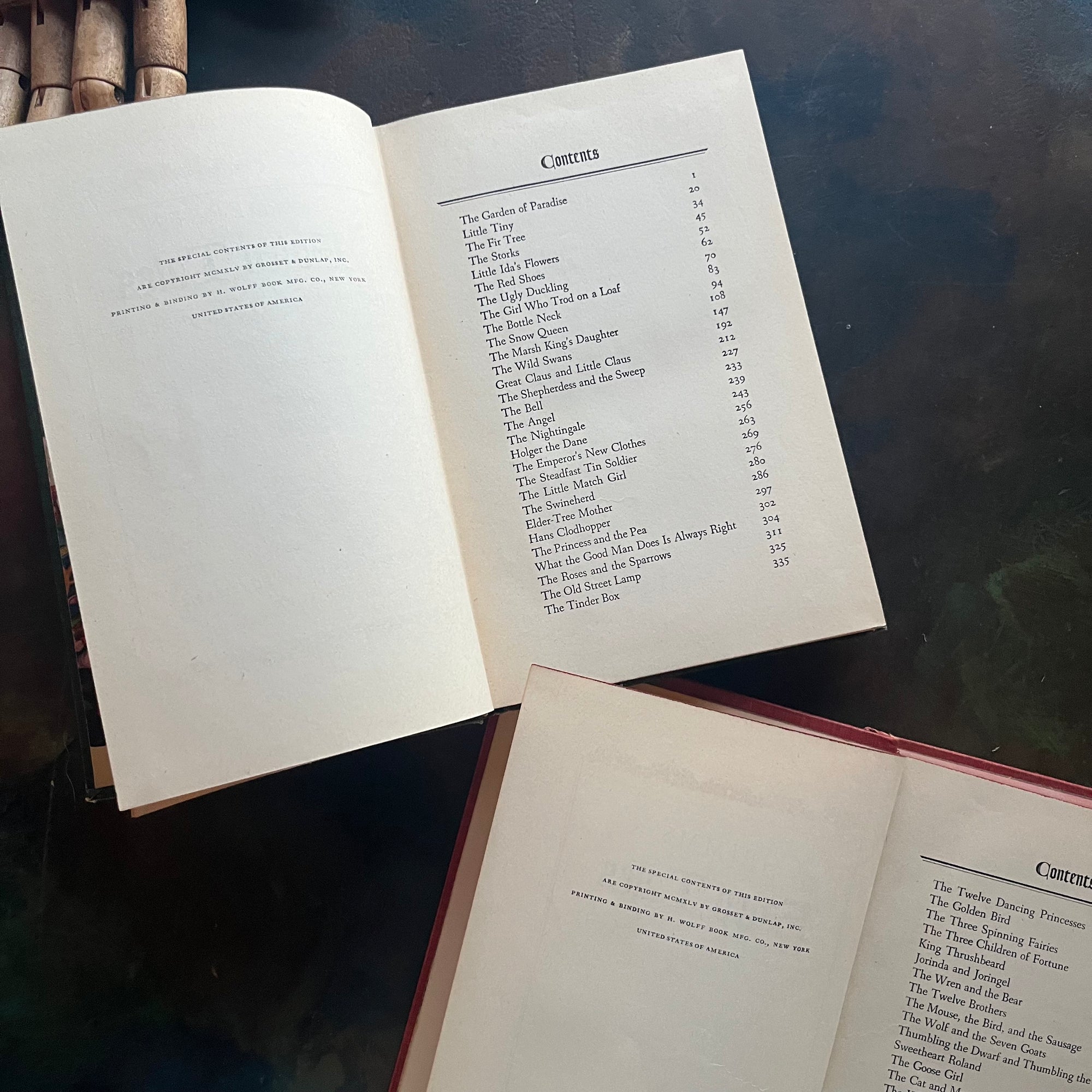 Andersen's Fairy Tales-Grimm Fairy Tales-Special Editions-Grosset & Dunlap-vintage children's fiction-antique fairy tales for sale-view of the copyright pages