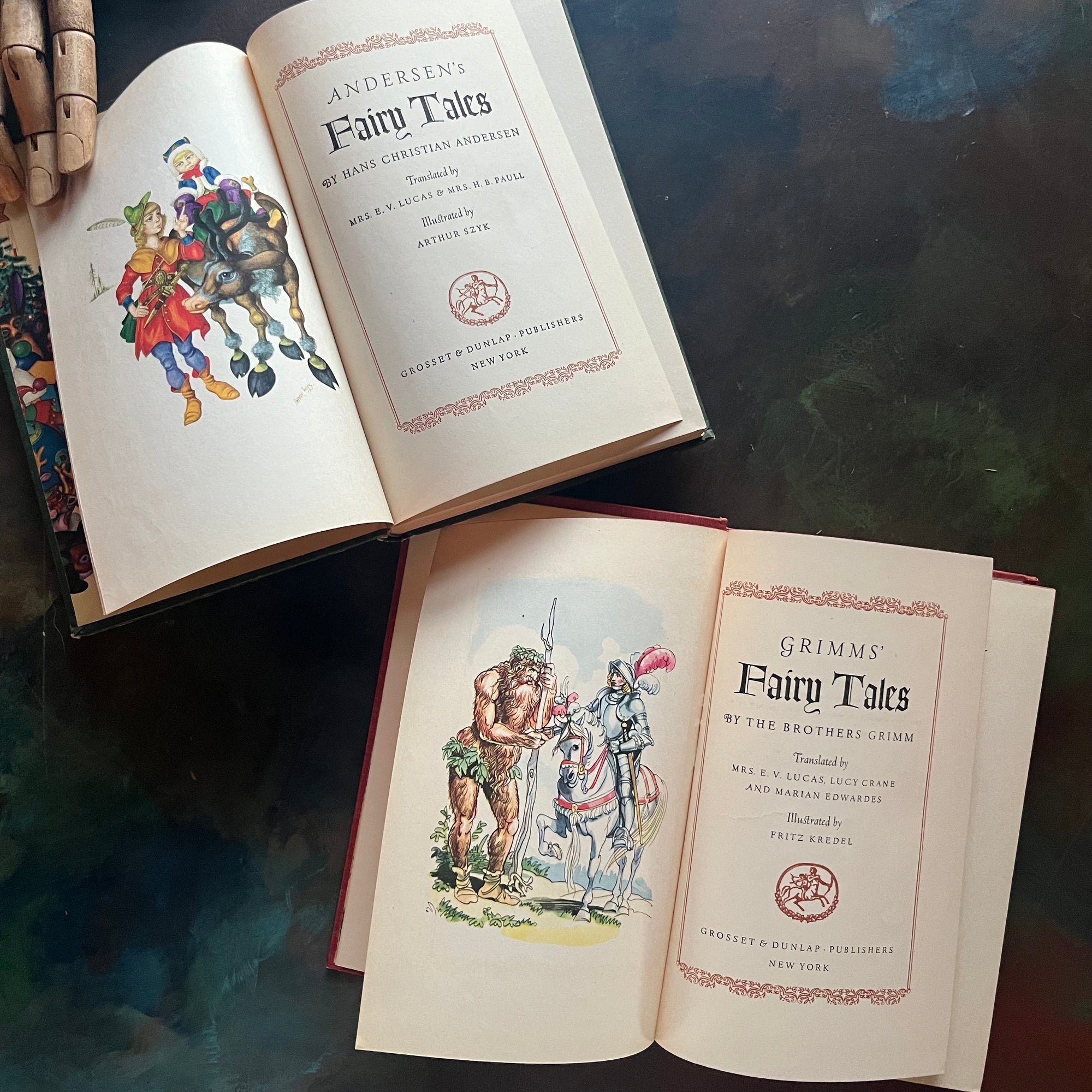 Andersen's Fairy Tales-Grimm Fairy Tales-Special Editions-Grosset & Dunlap-vintage children's fiction-antique fairy tales for sale-title pages