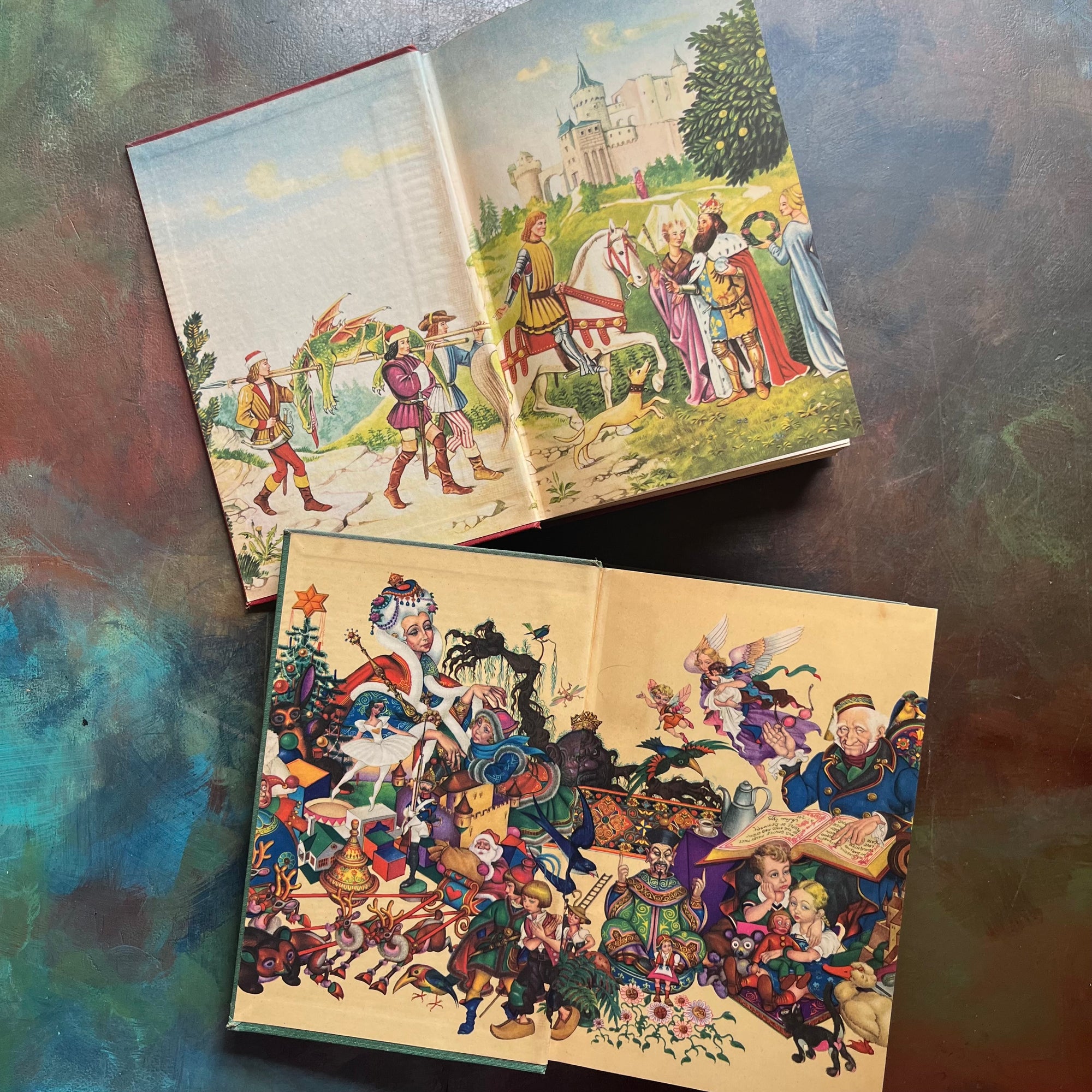 Andersen's Fairy Tales-Grimm Fairy Tales-Special Editions-Grosset & Dunlap-vintage children's fiction-antique fairy tales for sale-view of the inside covers