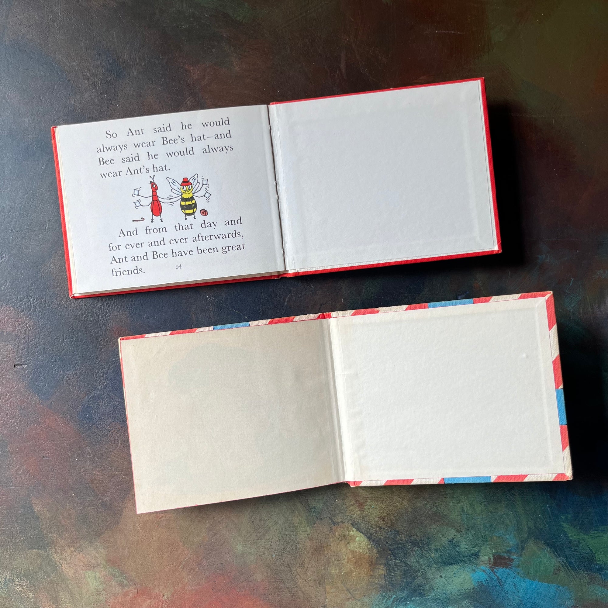 Angela Banner Ant and Bee Book Set-Ant and Bee and the ABC-Happy Birthday with Ant and Bee-vintage picture books-vintage children's storybooks-view of the back, inside covers