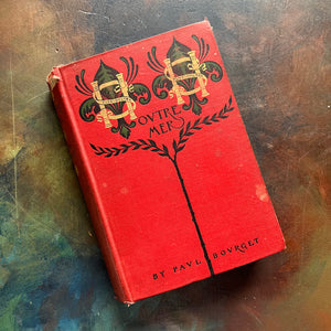 Antique Red Book with Decorative Spine & Cover-Outre-Mer written by Paul Bourget-antique novel-collectible book-view of the front cover