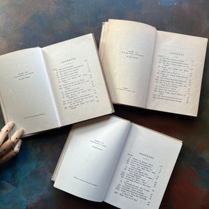 A set of three illustrated Thornton Burgess Bedtime Story-Books written by Thornton W. Burgess with illustrations by Harrison Cady-The Adventures of Sammy Jay, The Adventures of Unc' Billy Possum and the Adventures of Mr. Mocker-family favorite read-alouds-view of the copyright and contents pages