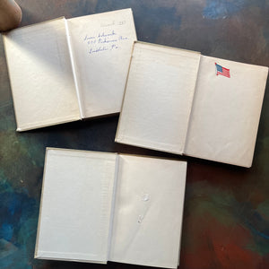 A set of three illustrated Thornton Burgess Bedtime Story-Books written by Thornton W. Burgess with illustrations by Harrison Cady-The Adventures of Sammy Jay, The Adventures of Unc' Billy Possum and the Adventures of Mr. Mocker-family favorite read-alouds-view of the inside covers