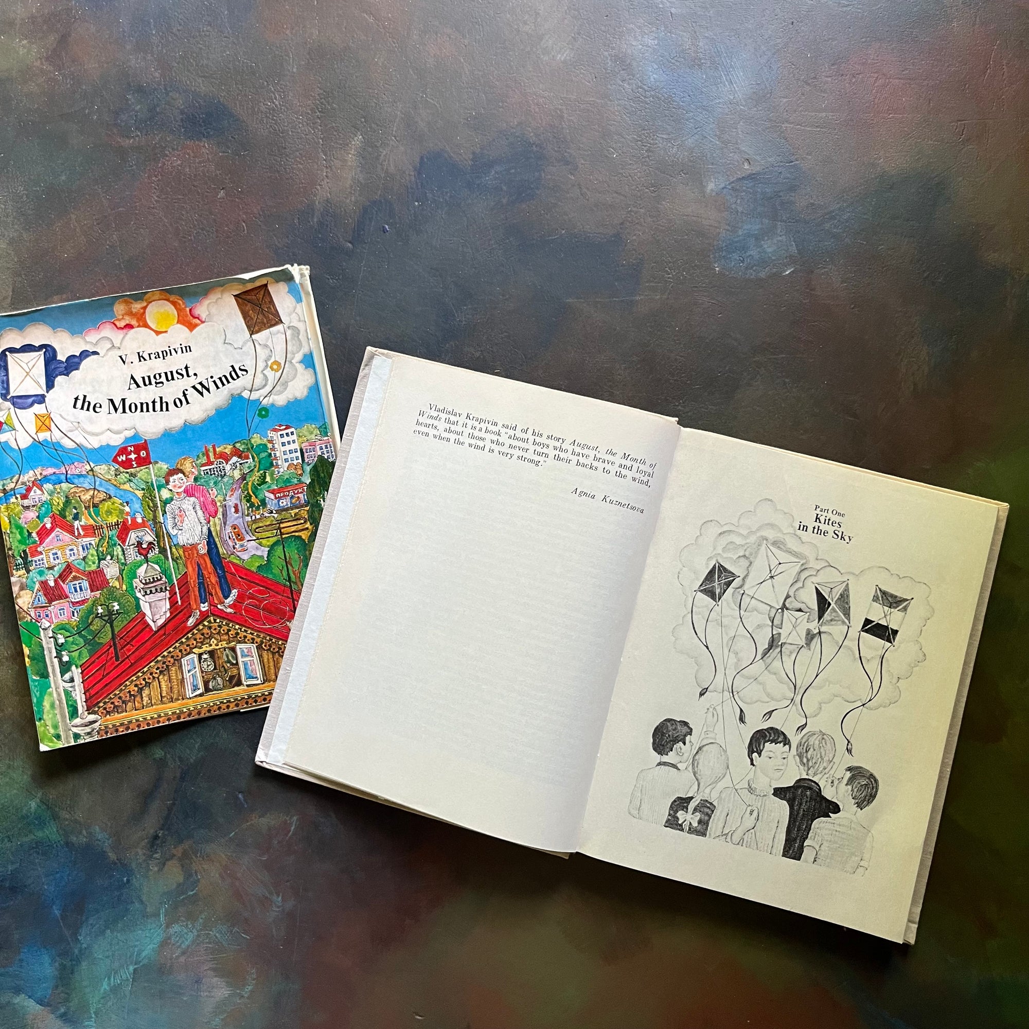 August, The Month of Winds by Vladislav Krapivin-A Story for Schoolchildren-1975 First Edition-First Printing-vintage children's chapter book-view of the illustrations