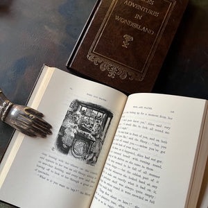 Avenal Book Set-Alice's Adventures in Wonderland-Through the Looking Glass & What Alice Found There-Lewis Carroll-vintage children's classic literature-view of the black & white illustrations