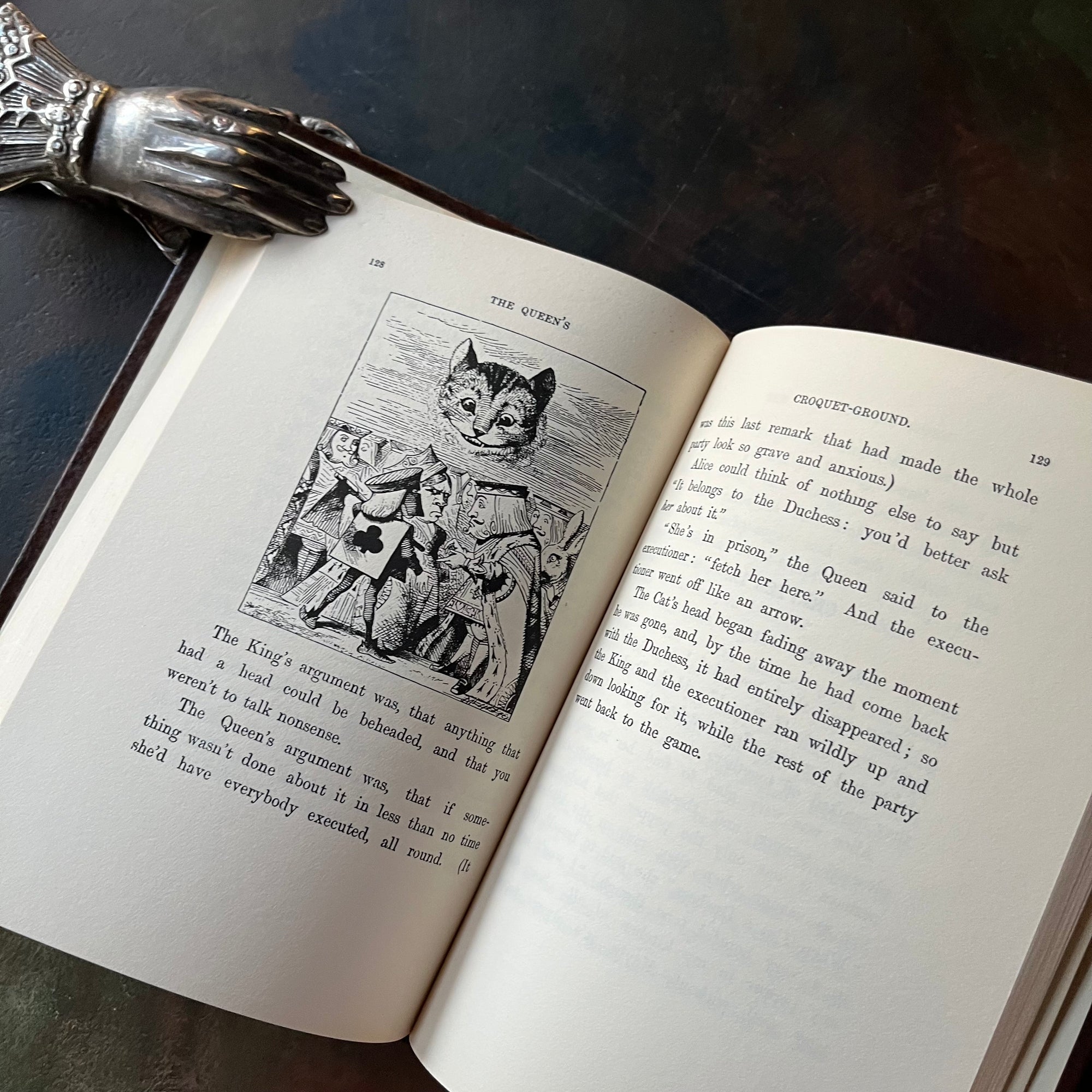 Avenal Book Set-Alice's Adventures in Wonderland-Through the Looking Glass & What Alice Found There-Lewis Carroll-vintage children's classic literature-view of the black & white illustrations