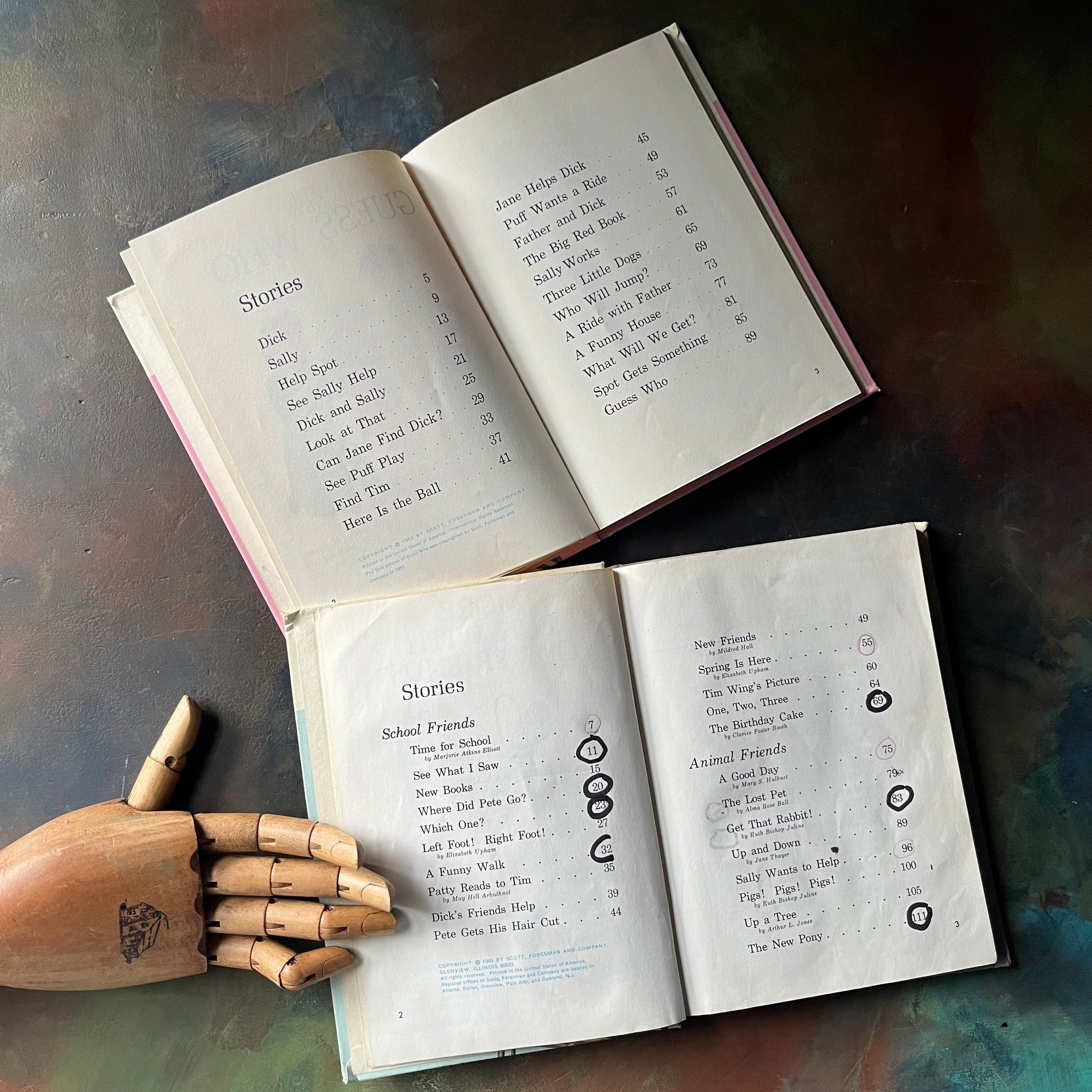 The New Basic Readers Curriculum Foundation Program Book Set-Junior Primer Guess Who-Book I More Fun with our Friends-vintage schoolbooks-vintage dick and jane books-view of the copyrights & content pages