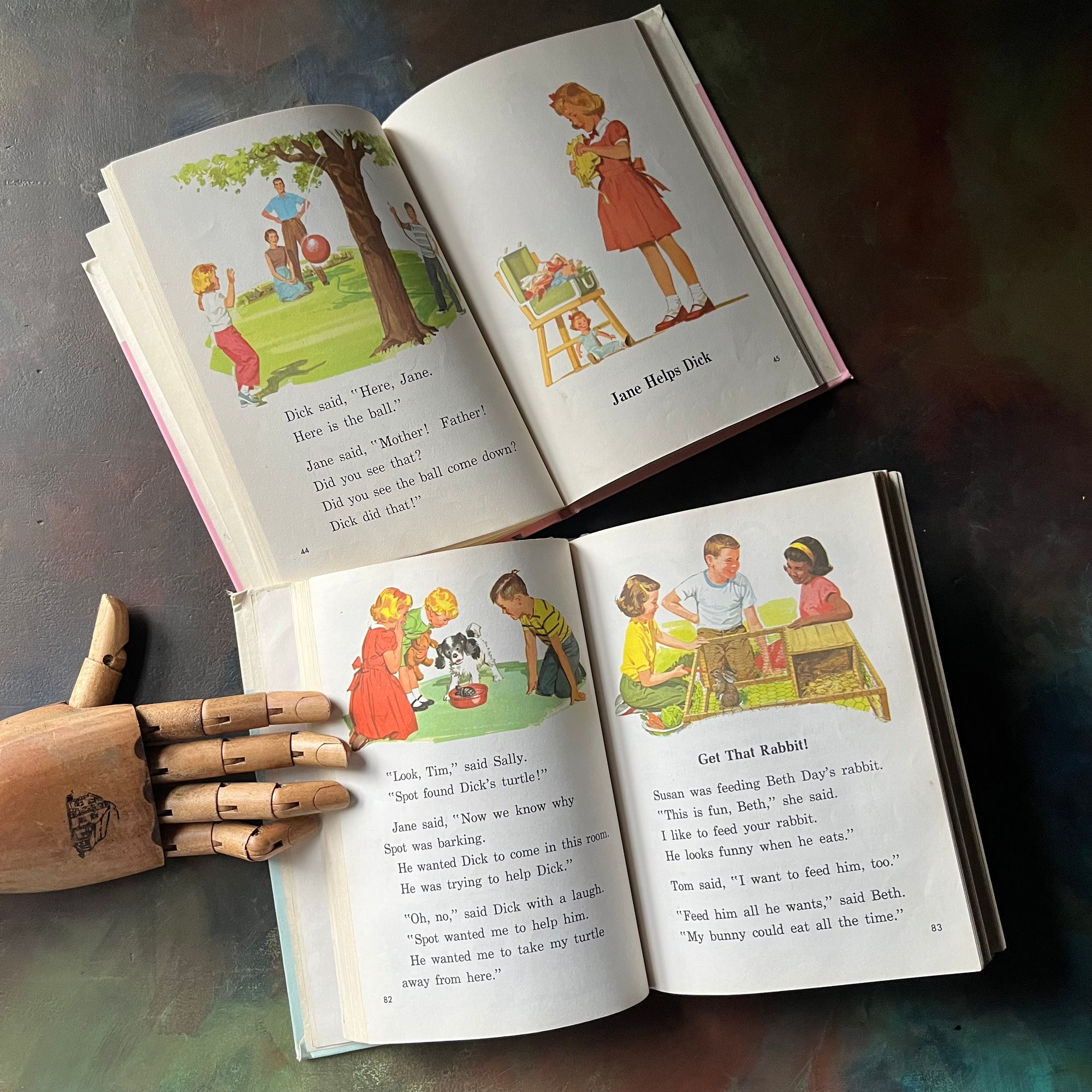 The New Basic Readers Curriculum Foundation Program Book Set-Junior Primer Guess Who-Book I More Fun with our Friends-vintage schoolbooks-vintage dick and jane books-view of the illustrations