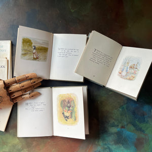 Beatrix Potter Book Set-A Tale of Benjamin Bunny-Appley Dapply's Nursery Rhymes-The Tale of Jemima Puddle Duck-vintage children's storybooks-view of the color illustrations