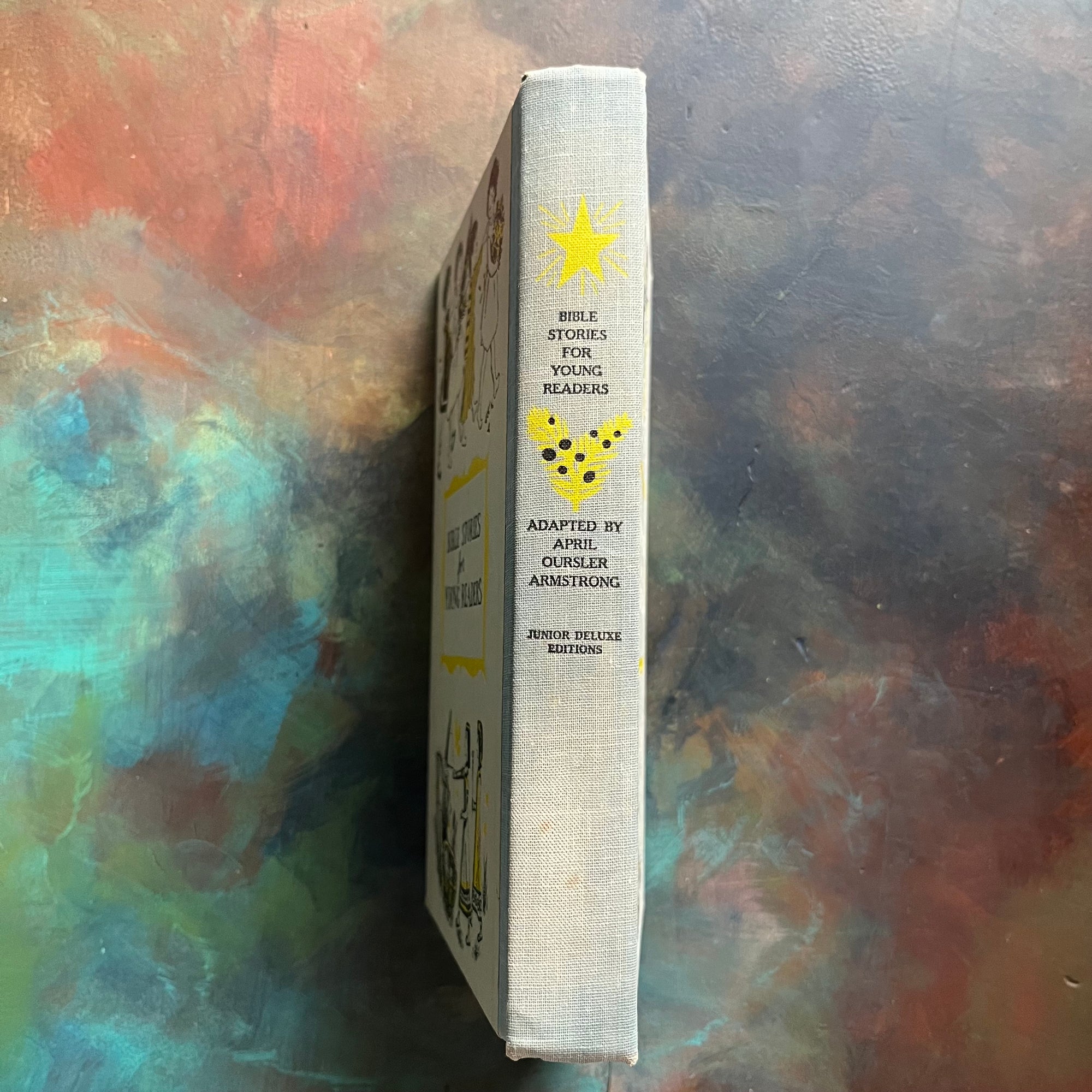 Bible Stories for Young Readers Adapted by April Oursler Armstrong-Junior Deluxe Editions Book Club Book-vintage Bible Stories for Children-view of the spine