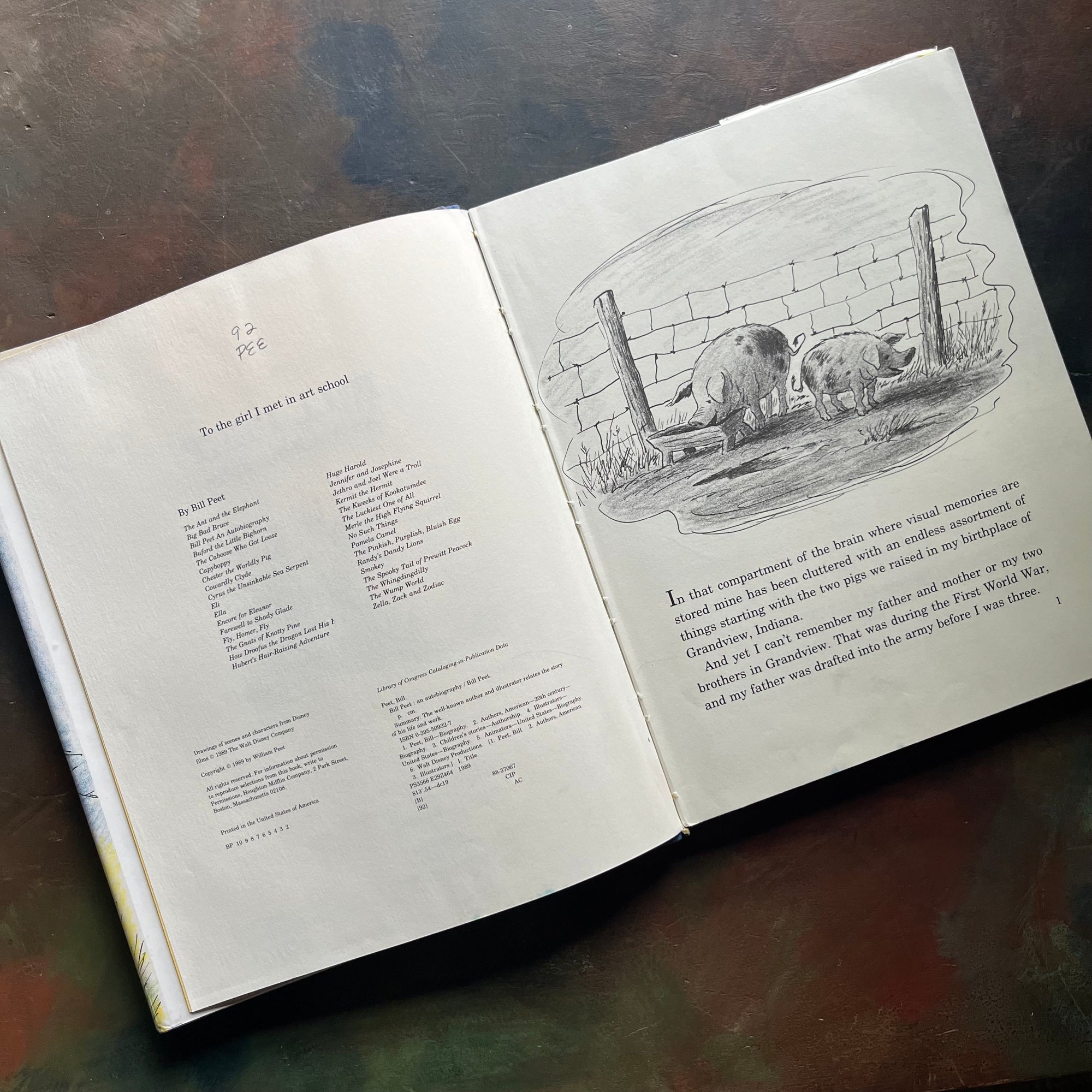 Bill Peet An Autobiography-vintage history book for kids-Caldecott Honor Book-vintage biography-Disney Illustrator-written and illustrated by Bill Peet - view of the copyright page