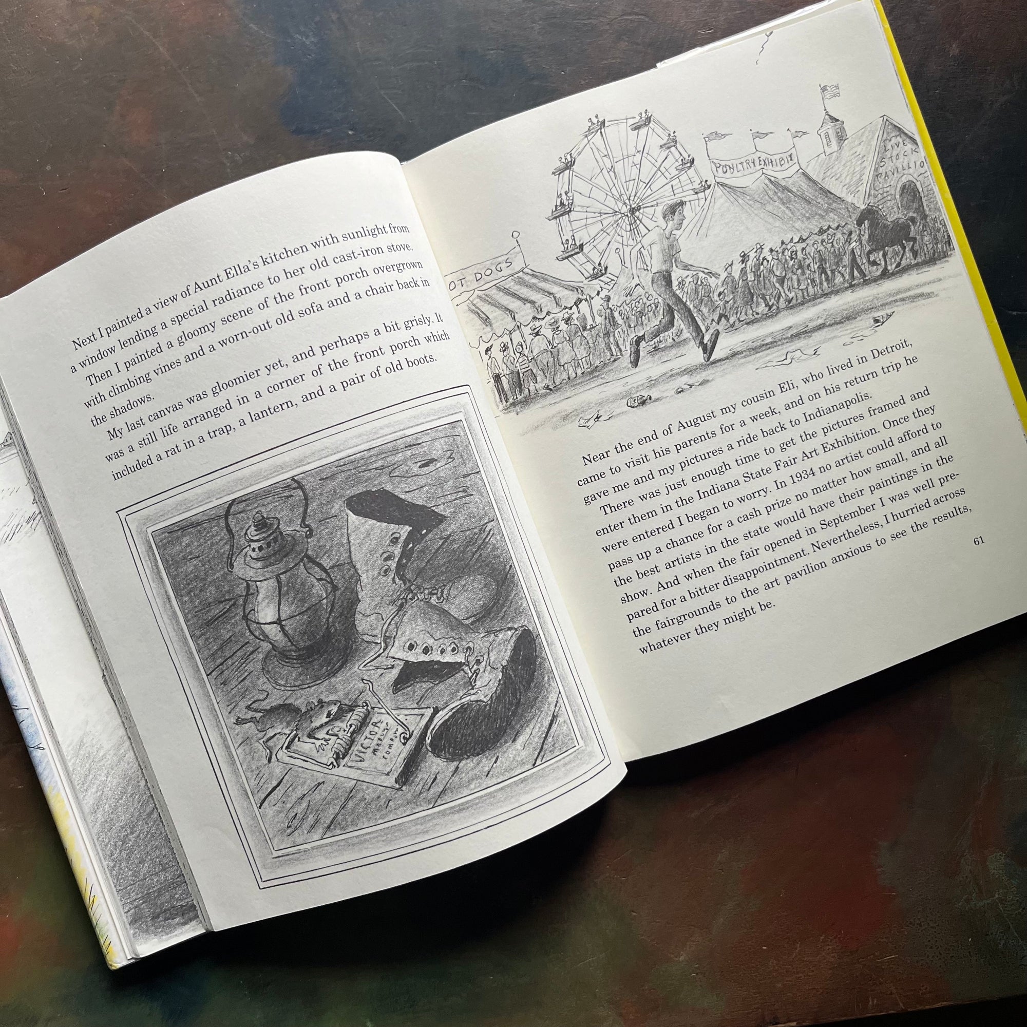 Bill Peet An Autobiography-vintage history book for kids-Caldecott Honor Book-vintage biography-Disney Illustrator- written and illustrated by Bill Peet - view of the illustrations in black and white