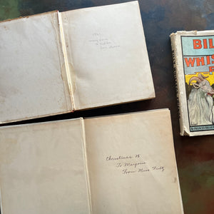 Billy Whiskers at the Fair and Billy Whiskers Friends-antique illustrated children's chapter books-Frances Trego Montgomery-view of the inside covers