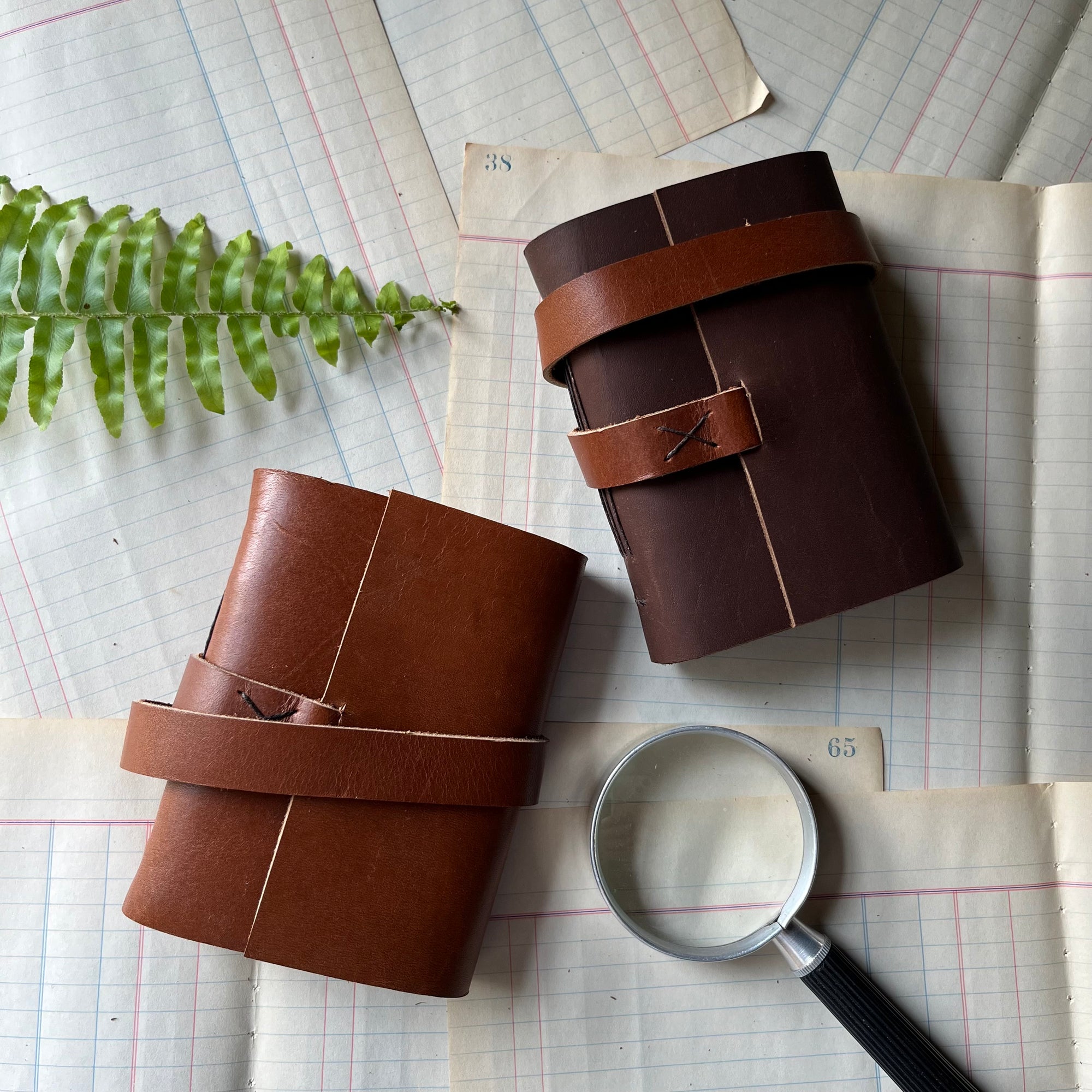Blank Leather Travel Journals - handmade leather travel journal - view of the front covers