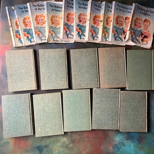 Bobbsey Twins 10 Book Set with Dust Jackets-Laura Lee Hope-vintage mystery books for young readers-vintage children's chapter books-view of the back covers