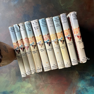 Bobbsey Twins 10 Book Set with Dust Jackets-Laura Lee Hope-vintage mystery books for young readers-vintage children's chapter books-view of the dust jacket spines