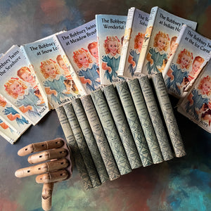 Bobbsey Twins 10 Book Set with Dust Jackets-Laura Lee Hope-vintage mystery books for young readers-vintage children's chapter books-view of the spines