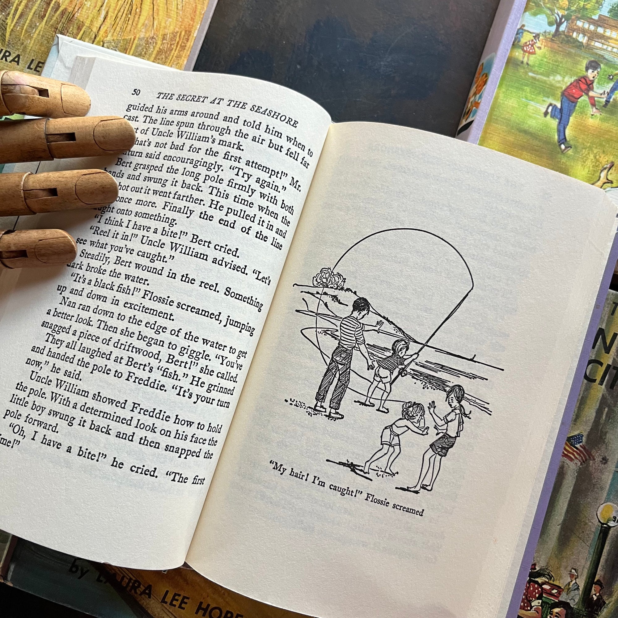 Bobbsey Twins Starter Set–First 10 Books -Vintage 1950s–1960s Purple Cover Editions-children's mysteries-early chapter books-view of illustrations