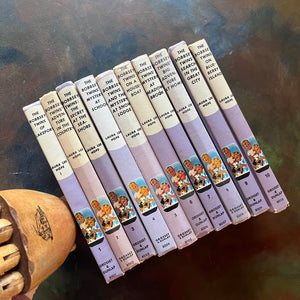 Bobbsey Twins Starter Set–First 10 Books -Vintage 1950s–1960s Purple Cover Editions-children's mysteries-early chapter books-view of the spines