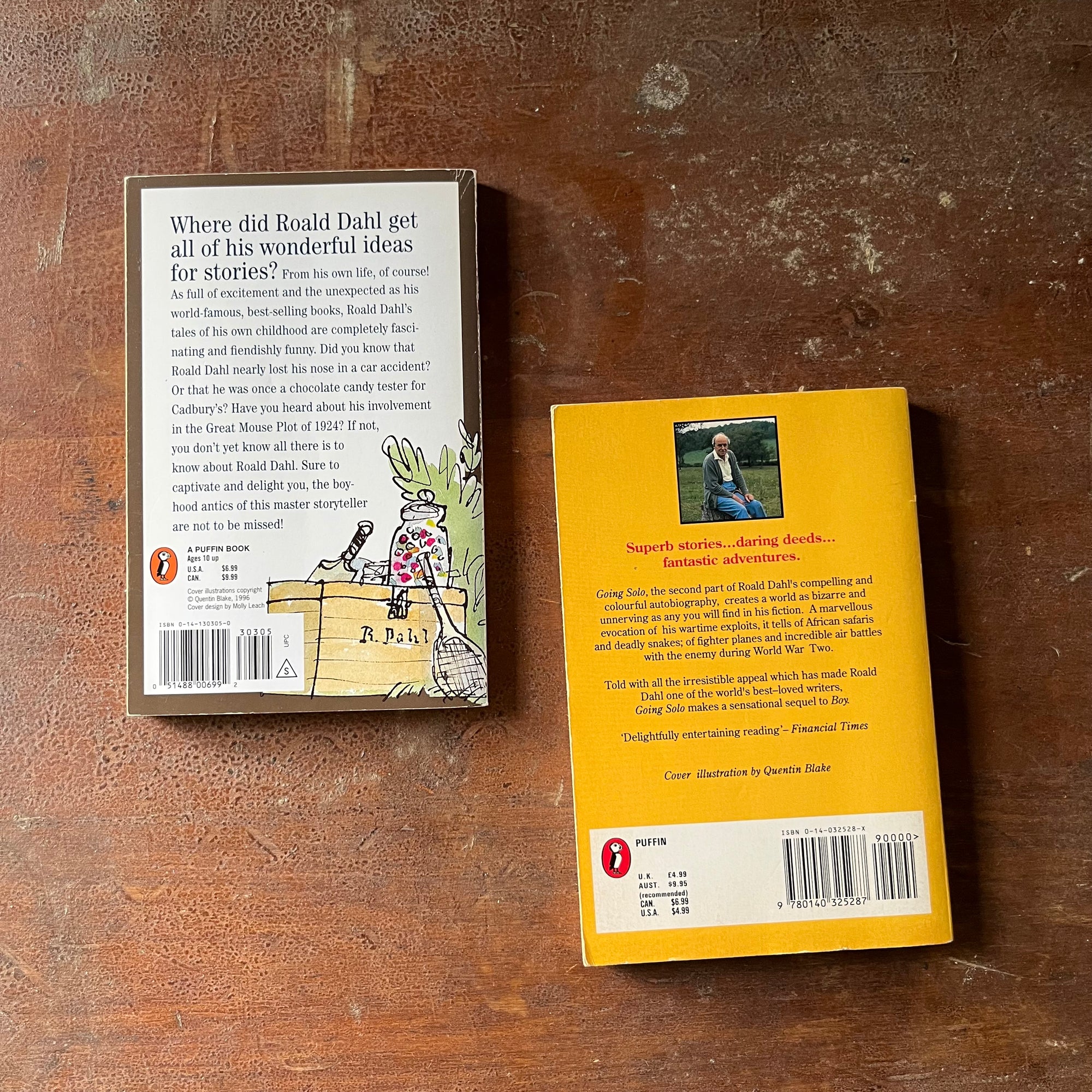 Boy and Going Solo - Autobiographies by Roald Dahl - Log Cabin Vintage
