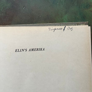 Bright April, Petite Suzanne, Up the Hill, and Elin's Amerika-Marguerite de Angeli-First Edition-vintage children's picture books-children's historical fiction-Pennsylvania history-Germantown, PA History-view of the half title page of Elin's Amerika with a name written in ink at the top of the page