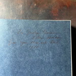 Call of the Wild by Jack London-1987 Portland House Illustrated Classics Edition-Classic American Literature-vintage chapter book-closeup view of the inscription in the inside cover
