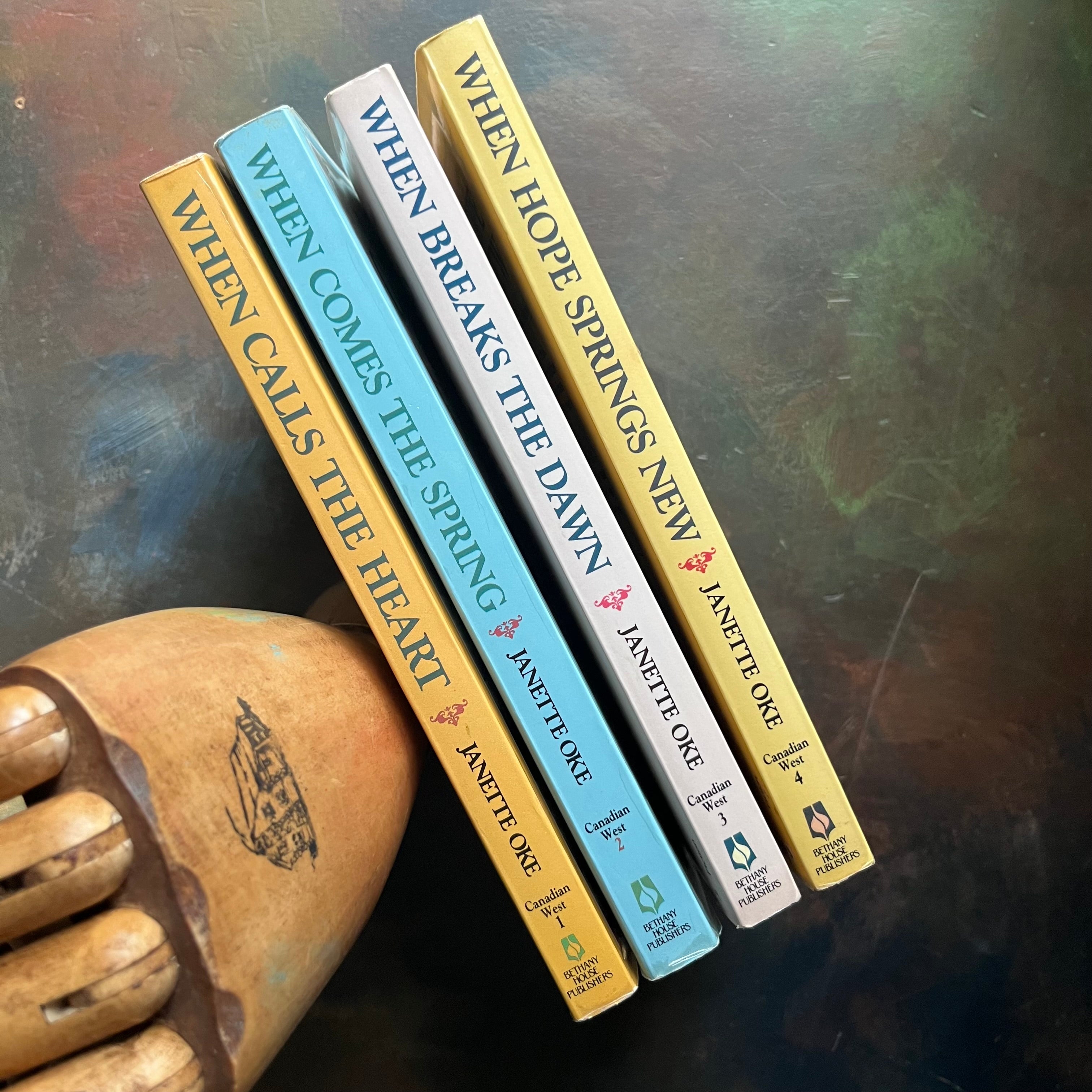 Canadian West Series written by Janette Oke-Christian Fiction-Historical Fiction-Christian Historical Fiction Book Series based in the Canadian Wilderness-view of the spines