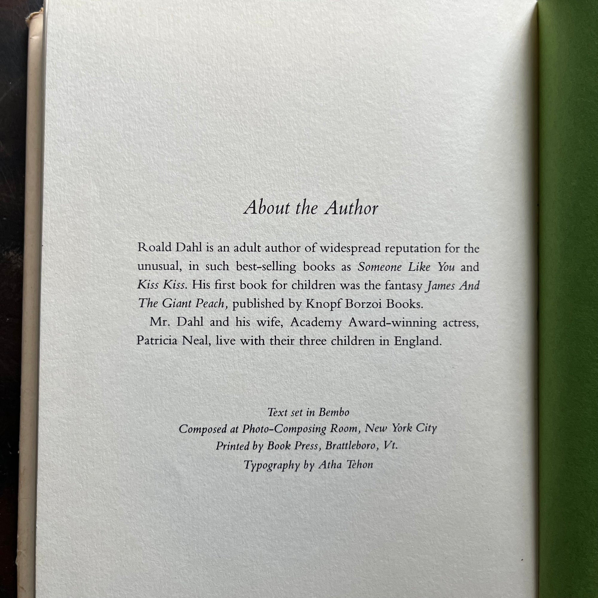 Charlie and the Chocolate Factory-Charlie and the Glass Elevator written by Roald Dahl-early editions-classic children's literature-view of the colophon on the last page of the book