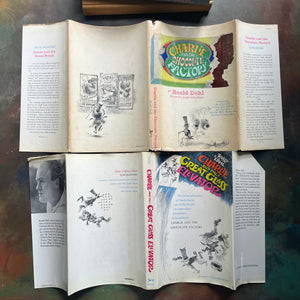 Charlie and the Chocolate Factory-Charlie and the Glass Elevator written by Roald Dahl-early editions-classic children's literature-view of the outside of the dust jackets