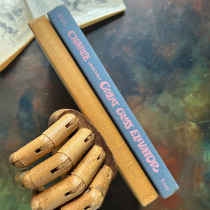 Charlie and the Chocolate Factory-Charlie and the Glass Elevator written by Roald Dahl-early editions-classic children's literature-view of the spines