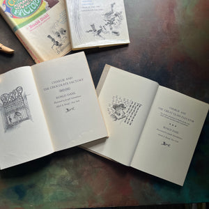 Charlie and the Chocolate Factory-Charlie and the Glass Elevator written by Roald Dahl-early editions-classic children's literature-view of the title pages
