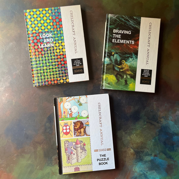 Childcraft Annuals Book Set: 1966, 1967, 1982 - Log Cabin Vintage