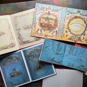 Children's Christmas Stories Illustrated by Tasha Tudor-Night Before Christmas-The Doll's Christmas-The Christmas Cat-A Time to Keep-Tasha Tudor's Advent Calendar-view of the inside covers