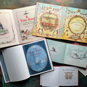 Children's Christmas Stories Illustrated by Tasha Tudor-Night Before Christmas-The Doll's Christmas-The Christmas Cat-A Time to Keep-Tasha Tudor's Advent Calendar-view of the title pages