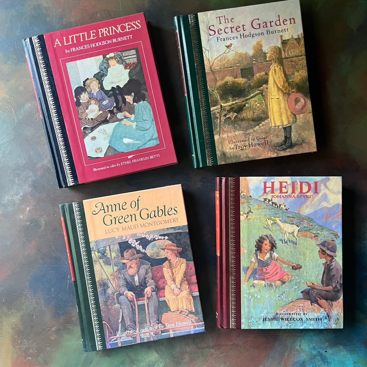 Children's Classics Book Set includes A Little Princess, The Secret Garden, Anne of Green Gables, and Heidi-perfect read-aloud editions for young readers & families-view of the front covers