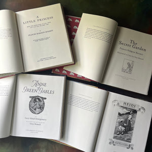 Children's Classics Book Set includes A Little Princess, The Secret Garden, Anne of Green Gables, and Heidi-perfect read-aloud editions for young readers & families-view of the title pages