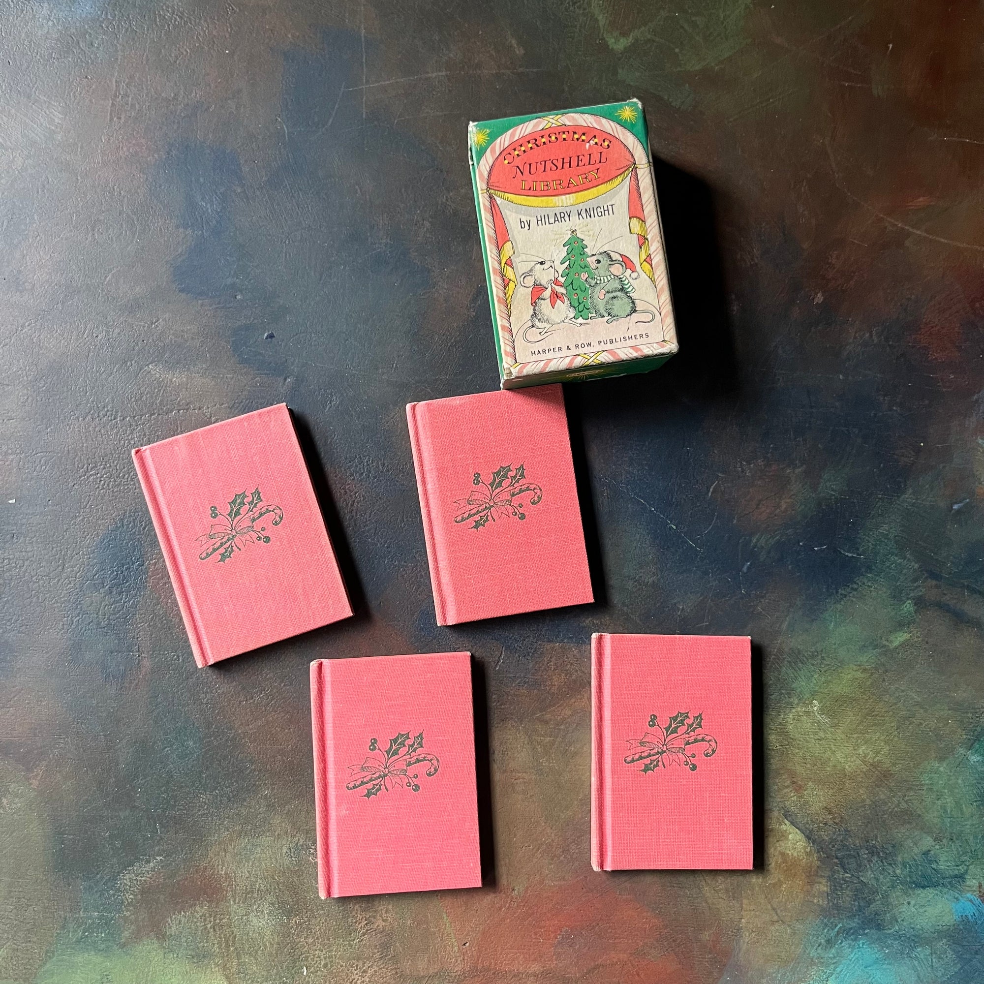 Christmas Nutshell Library By Hilary Knight-1963 Harper & Row, Publishers Edition-vintage Christmas Books-tiny books-view of the front covers