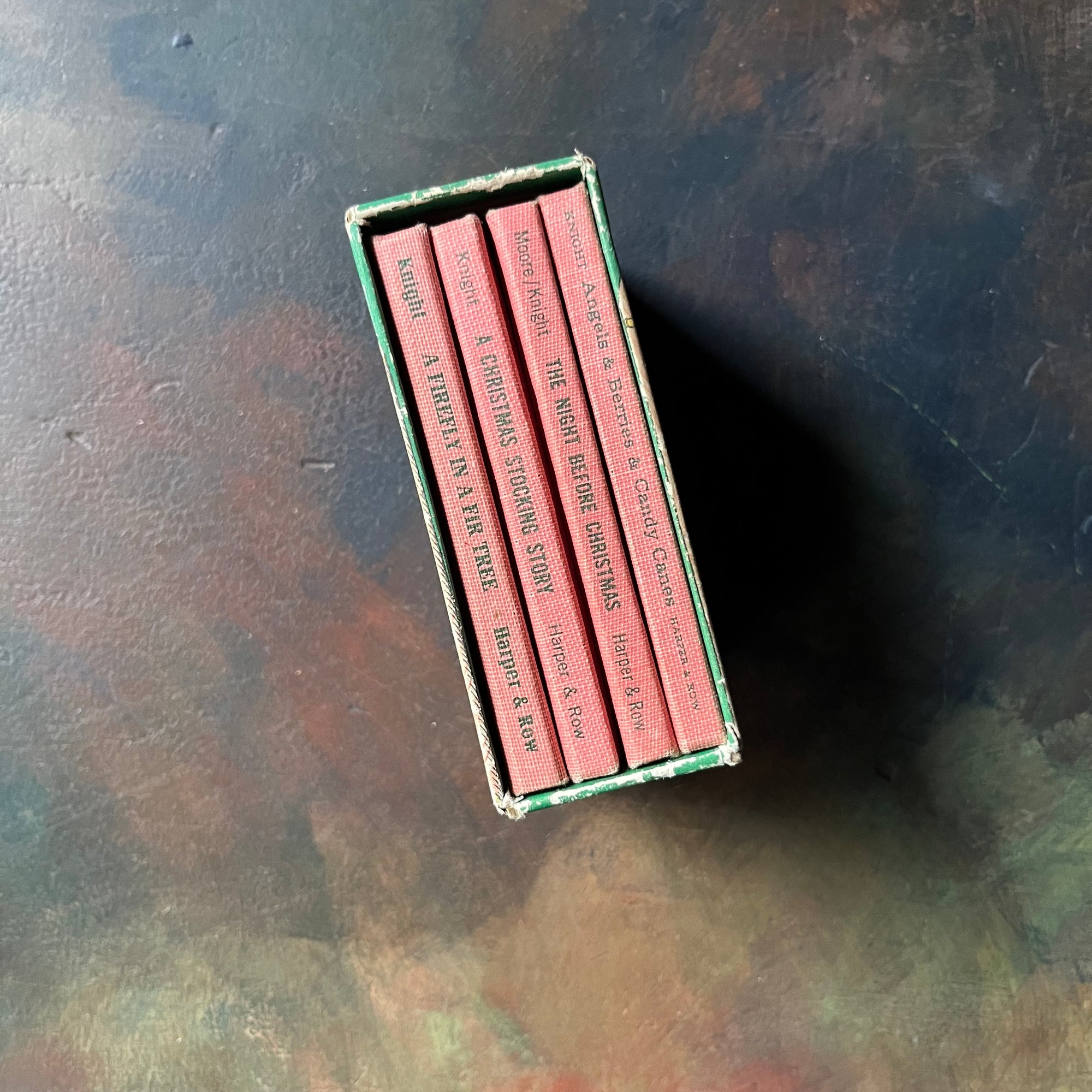 Christmas Nutshell Library By Hilary Knight-1963 Harper & Row, Publishers Edition-vintage Christmas Books-tiny books-view of the spines