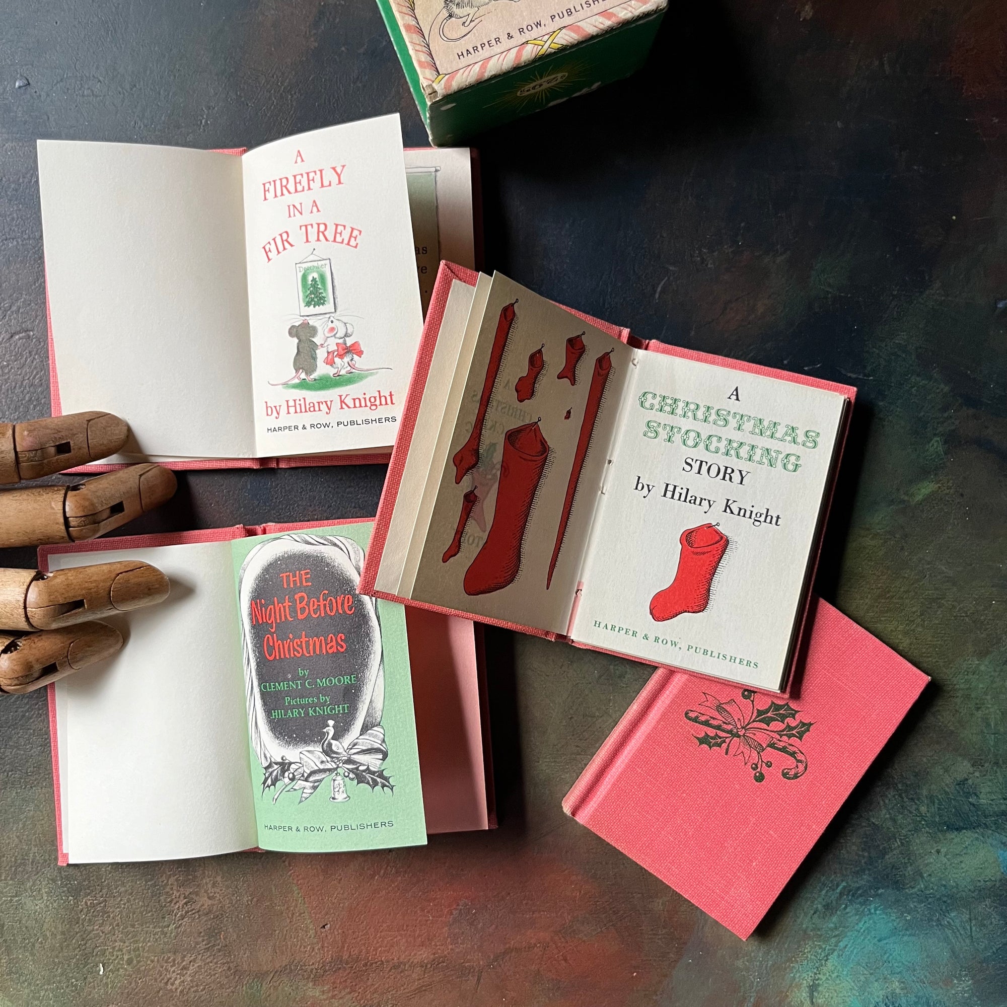 Christmas Nutshell Library By Hilary Knight-1963 Harper & Row, Publishers Edition-vintage Christmas Books-tiny books-view of the title pages