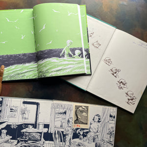 Set of Three iconic children's picture books-One Morning in Maine, Blueberries for Sal, and Make Way for Ducklings-award-winning children's picture book classics written and illustrated by Robert McCloskey-Caldecott Award Winning Books- view of the inside covers