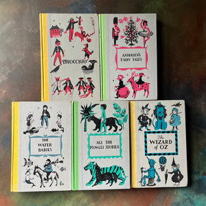 Classic Tales for Imaginative Readers – Junior Deluxe Editions Book Set of Five-Wizard of Oz, Pinocchio-classic children's literature-view of the embossed front covers