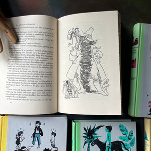 Classic Tales for Imaginative Readers – Junior Deluxe Editions Book Set of Five-Wizard of Oz, Pinocchio-classic children's literature-sample of the black & white illustrations found within the pages of each book