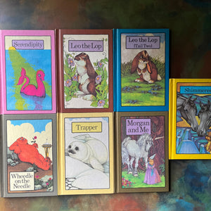 Collection of 7 Serendipity books written by Stephen Cosgrove with illustrations by Robin James -1980's kid's books-view of the front covers