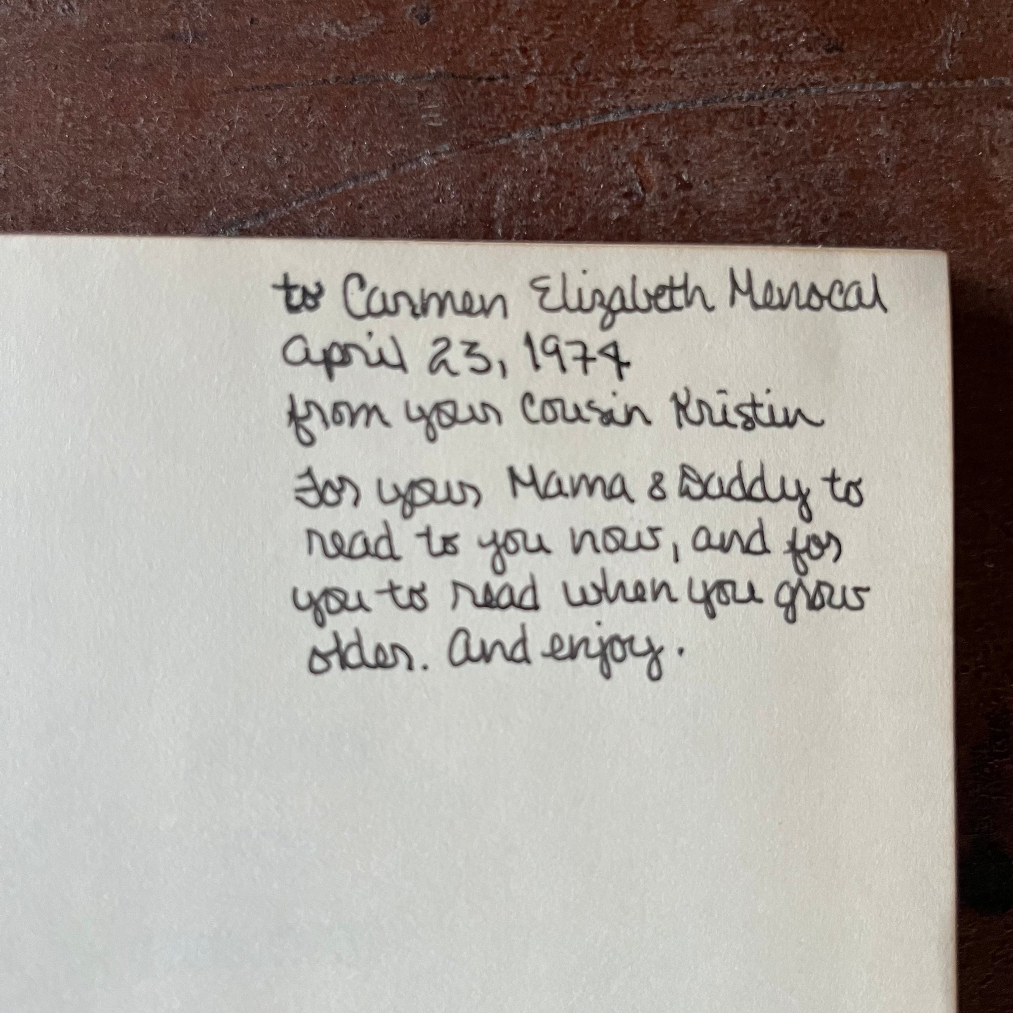 Collection of Avenel Books Editions-A Child's Garden of Verses, Poems for Children by Eugene Fields, and Grimm's Fairy Tales-vintage children's books-view of the inscription inside Poems for Children