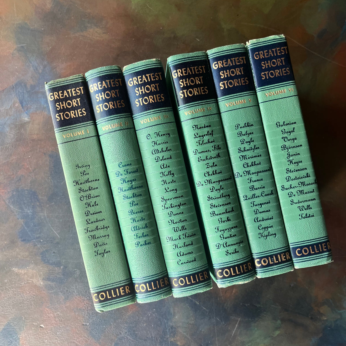 Collier's Greatest Short Stories-Complete 6 Volume Set-Classic American Short Stories-Famous Short Stories-view of the spines
